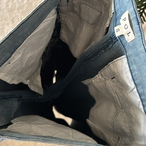 POL High Waist Stretch Blue Jeans Embroidered Black Floral Beaded Bell Bottoms - Picture 14 of 15